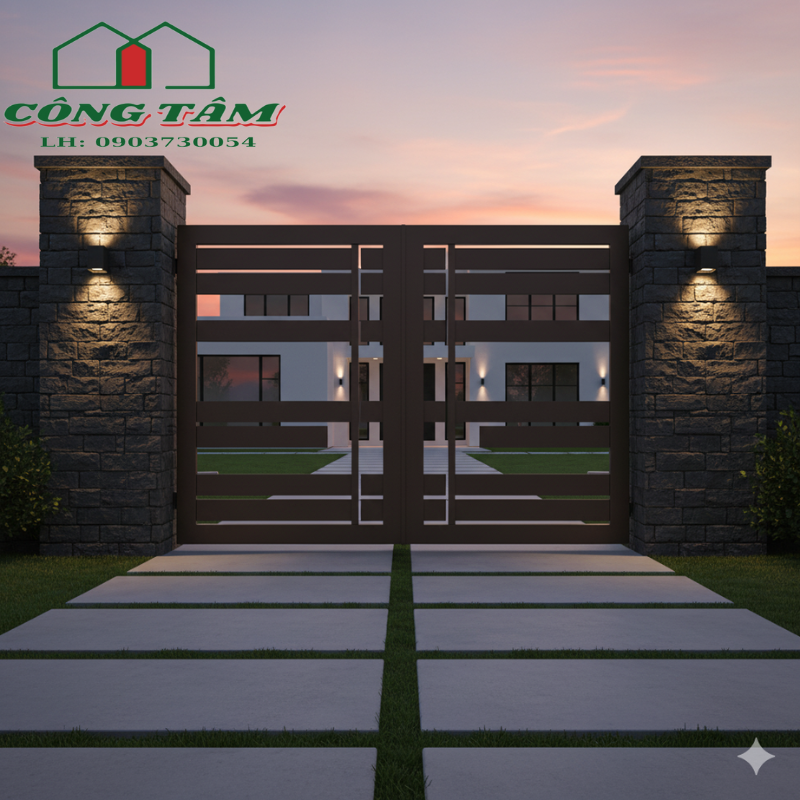 Cửa cổng Nhôm đúc Hiện đại, Hình khối Cửa cổng Nhôm đúc Hiện đại, Hình khối