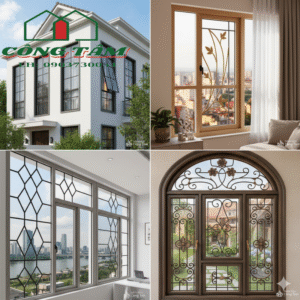 Cửa Sổ Nhôm Kính Buông Gió Sắt